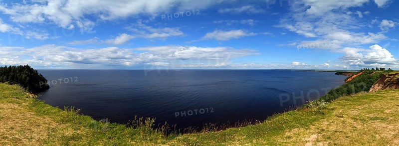 Panorama landscape of Onega lake in Karelia, Russia, Europe