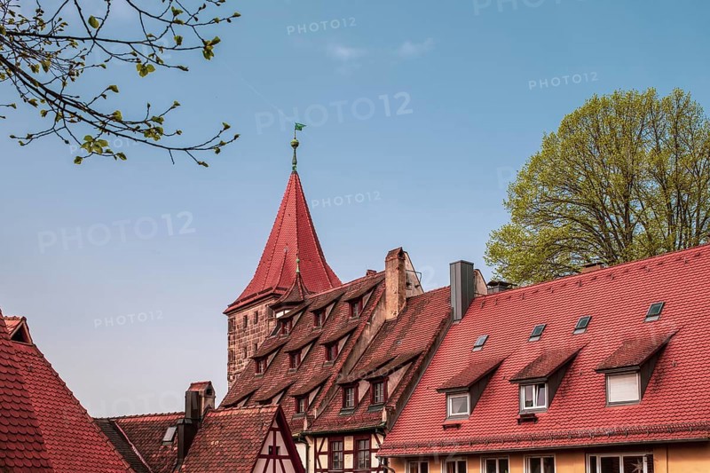 Half-timbered houses in the old town of Nuremberg, Germany, Europe