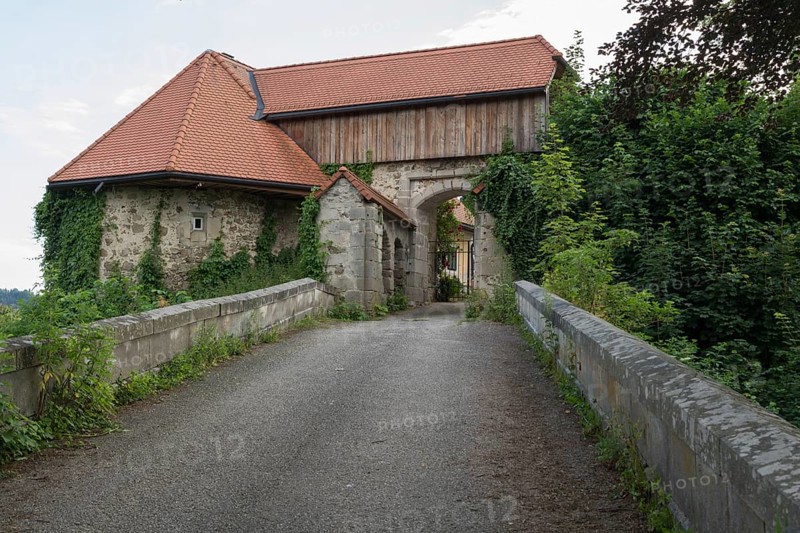 Magnificent entrance to the castle building - Schloss Neuhaus an der Donau, Austria, Europe