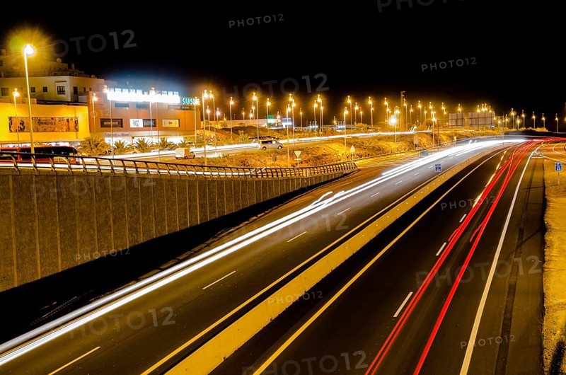 Picture of an Highway Road in the Night Time