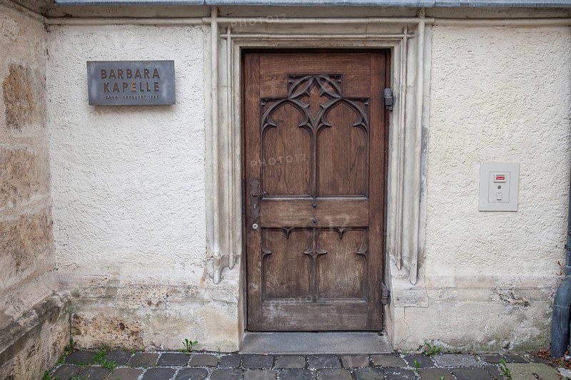 Entrance door, former sacristy, today St Barbara's Chapel, Graz Cathedral, Graz, Styria, Austria, Europe