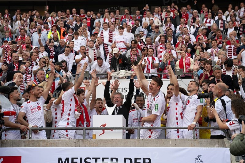 (DFL/DFB REGULATES PROHIBIT ANY USE OF PHOTOGRAPHS AS IMAGE SEQUENCES AND/OR QUASI-VIDEO), RheinEnergieStadion, Cologne, North Rhine-Westphalia, 2nd division champion, 1. FC Köln, Meisterschale, 2nd Bundesliga, 1.FC Köln, 1. FC Kaiserslautern on 18.05.2025 at RheinEnergieStadion in Cologne Germany