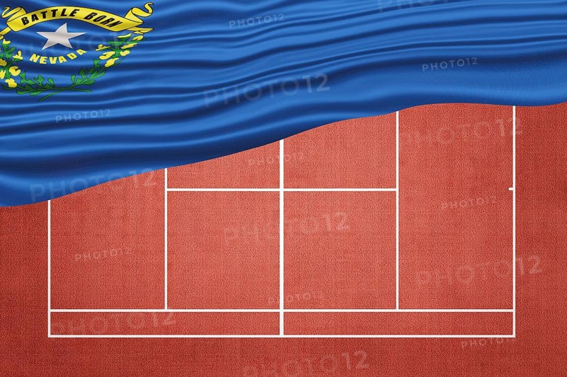 Nevada Flag on Clay Tennis Court, Sports Symbol