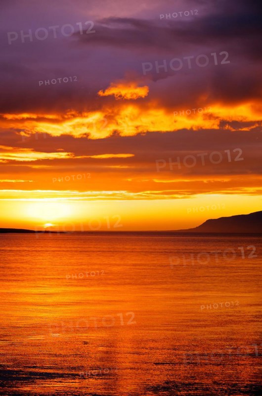 Sunset at midnight near Reykjavik in Iceland