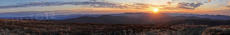 Scenic panorama of sunset over Ukrainian landscape from borders with Slovakia