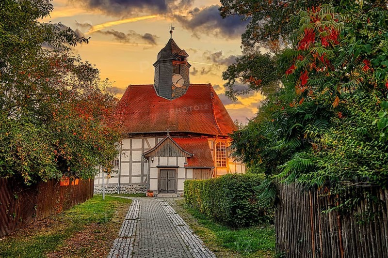 Round Church Siptenfelde Town of Harzgerode at Sunrise
