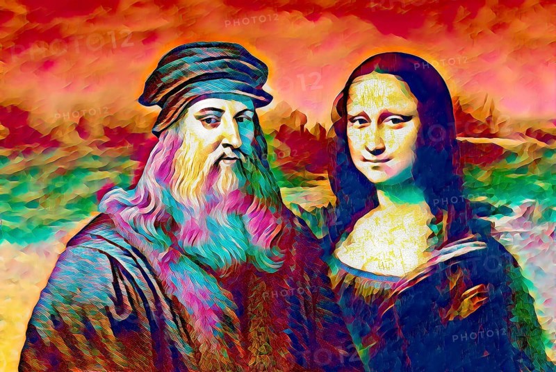 Leonardo da Vinci, 1452 - 1519, Italian painter, sculptor, architect and engineer, the painting la Gioconda, Mona Lisa, digitally edited