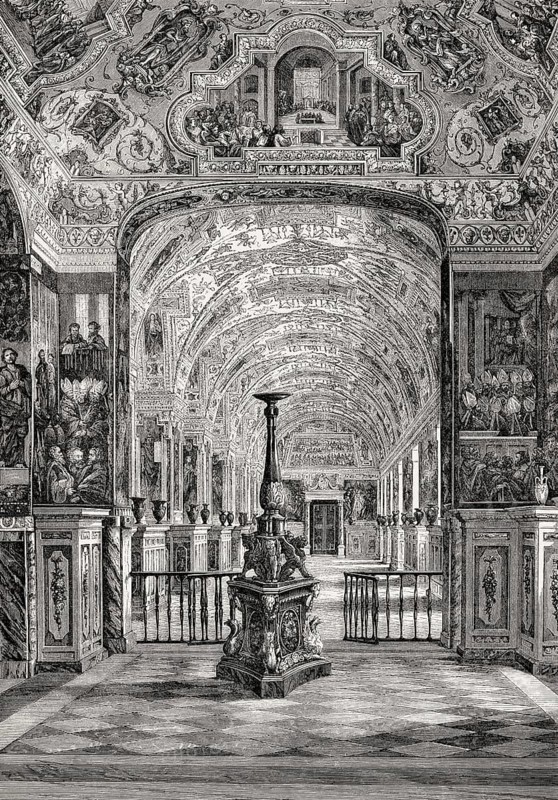 Great gallery of theVatican Apostolic Library, Vatican City, Rome, Italy, 19th Century, Europe