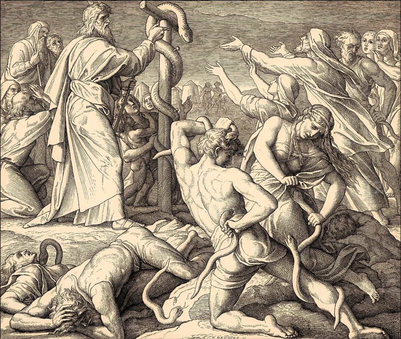 Bronze Serpent, Old Testament, by Julius Schnorr von Carolsfeld, 1860