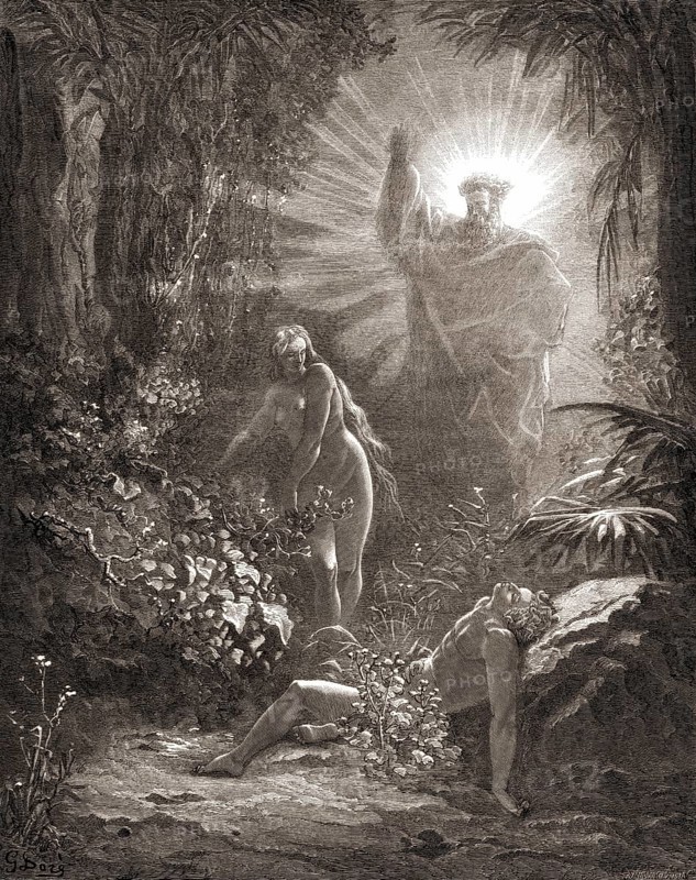 The Creation of Eve, Old Testament, woodcut by Gustave Doré