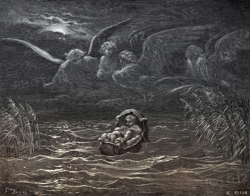 The Child Moses on the Nile, woodcut by Gustave Doré