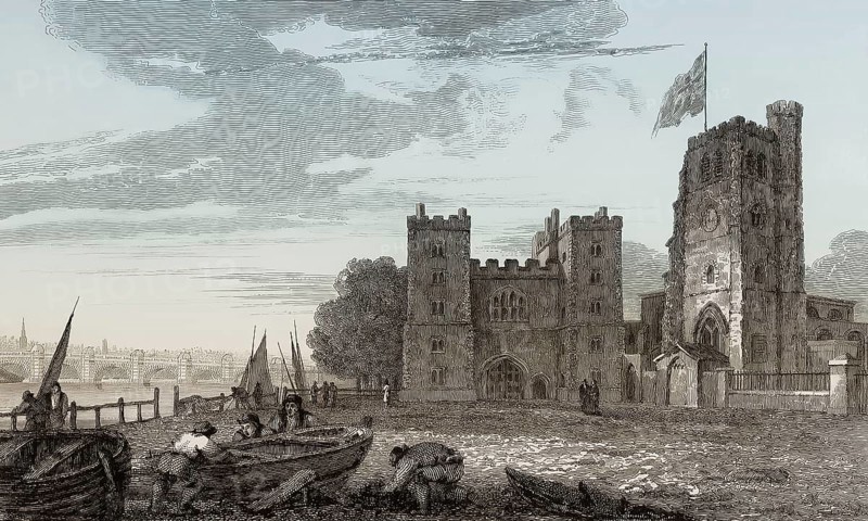 Old London, Lambeth Palace, 1810, after William Bernard Cooke