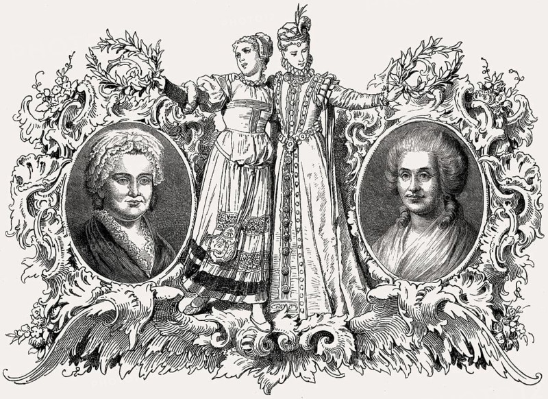 Katharina Elisabeth Goethe with Elisabeth Dorothea Kodweiß, mothers of Goethe and Schiller