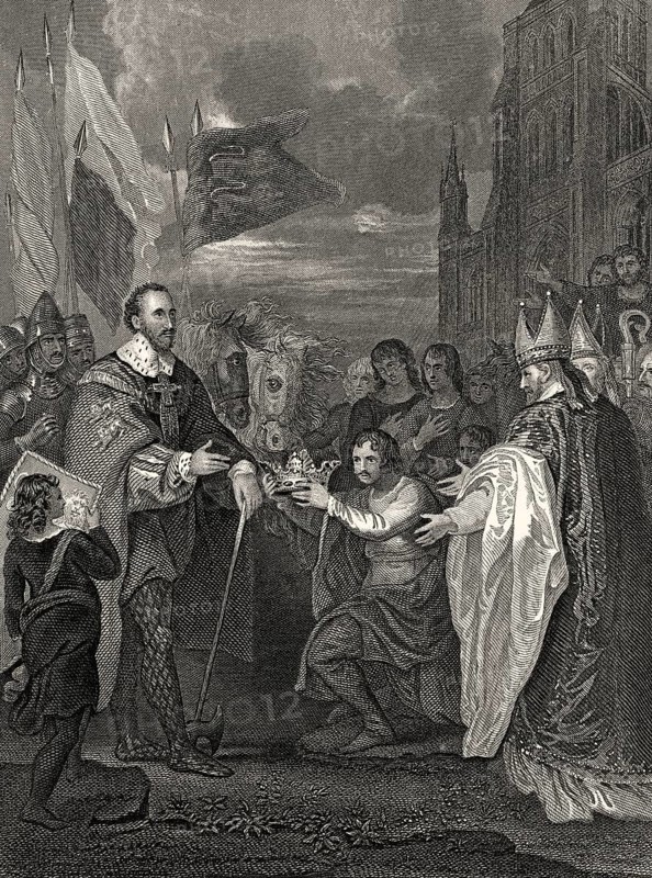 Wilhelm I., Wilhelm der Eroberer, ca. 1028-1087, erhält am 25. Dezember 1066 in der Westminster Abbey die Krone von England