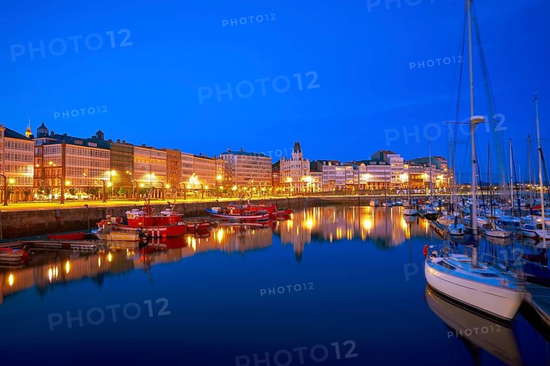 La Coruna sunset port marina in Galicia of Spain