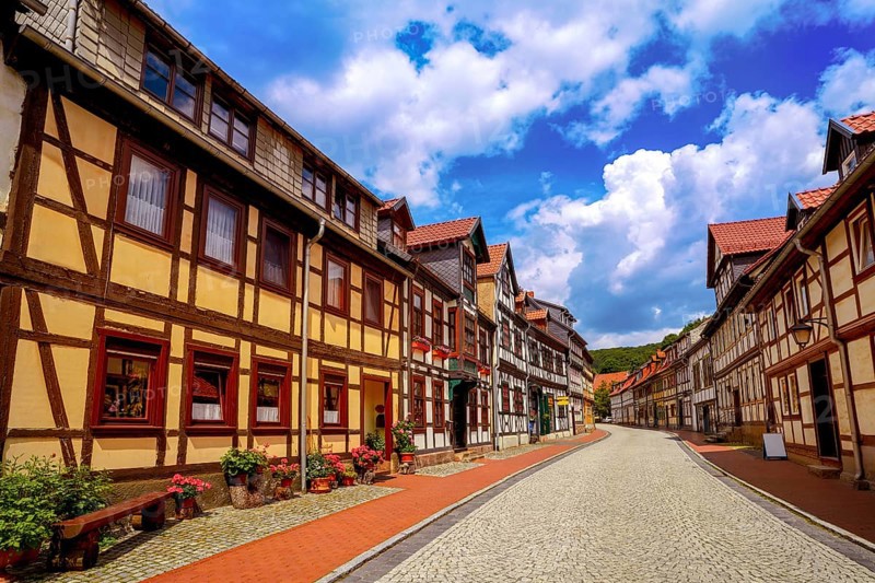 Stolberg facades in Harz mountains of Germany