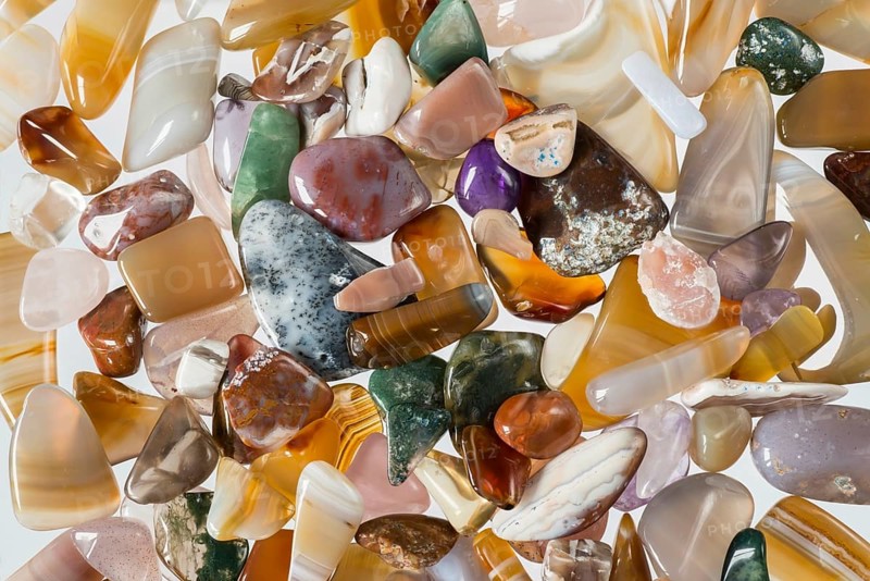 Glassy stones, polished gravel from the river Rhine in the Netherlands