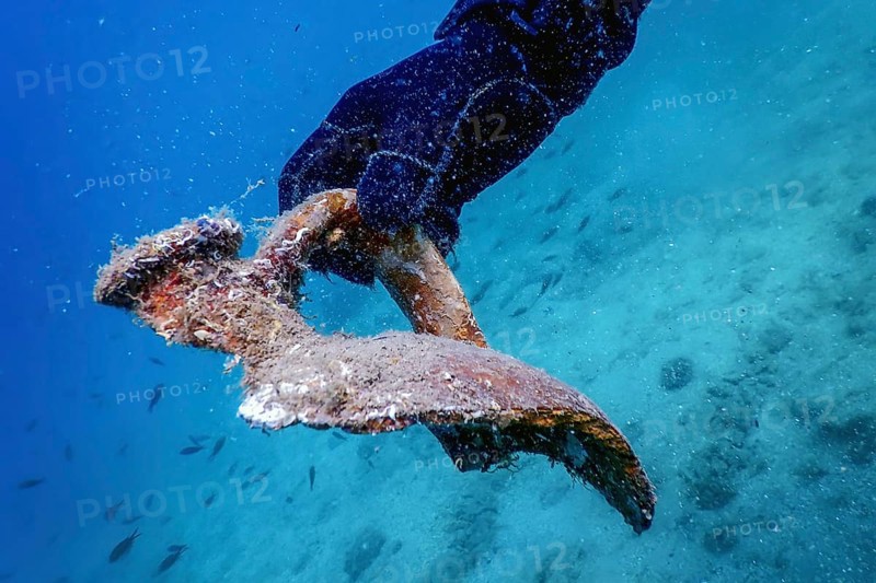 Underwater modern treasure hunter, diver sunken treasure