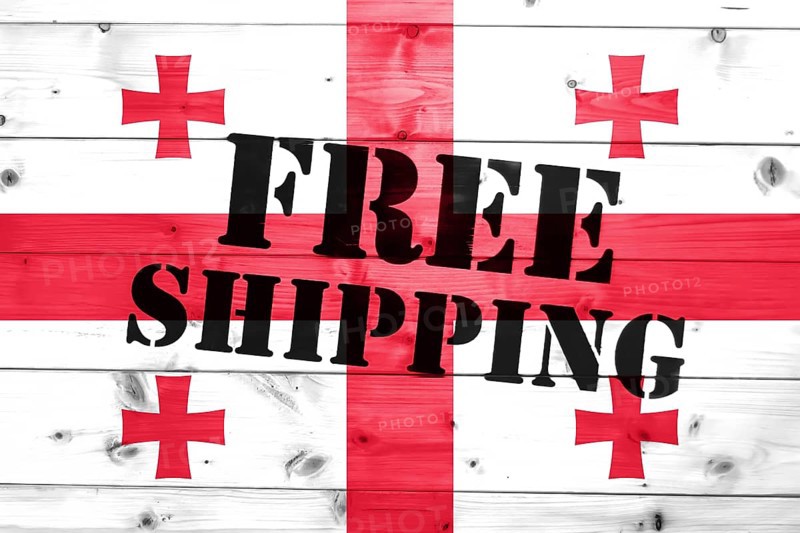 Georgia flag, Free Shipping on wooden transport box with flag Logistics Concept