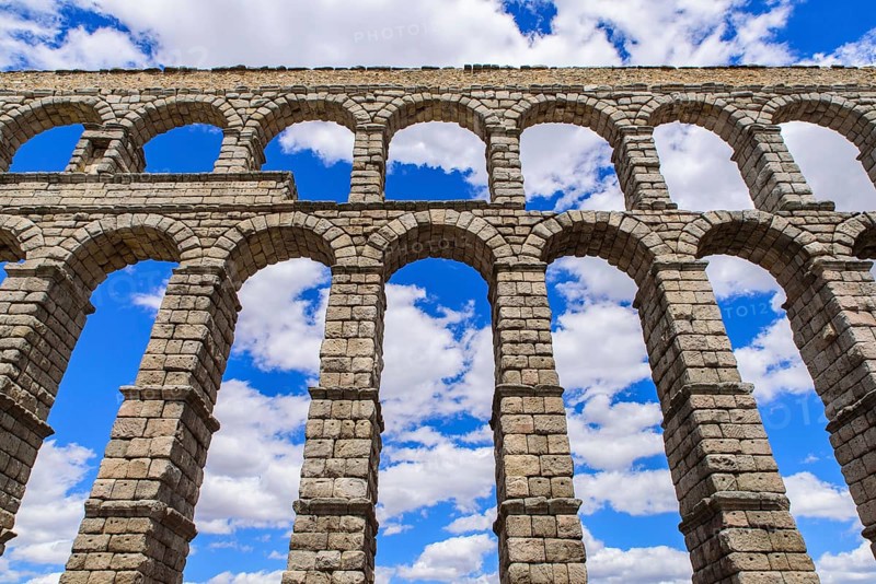 Aqueduct of Segovia, one of the best-preserved Roman aqueducts, in Segovia, Spain, Europe