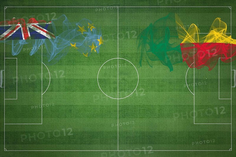 Tuvalu vs Benin Soccer Match, national colors, national flags, soccer field, football game, Competition concept, Copy space