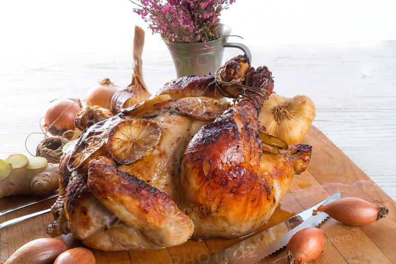 Roasted chickens