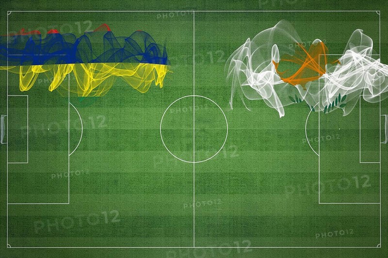Mauritius vs Cyprus Soccer Match, national colors, national flags, soccer field, football game, Competition concept, Copy space