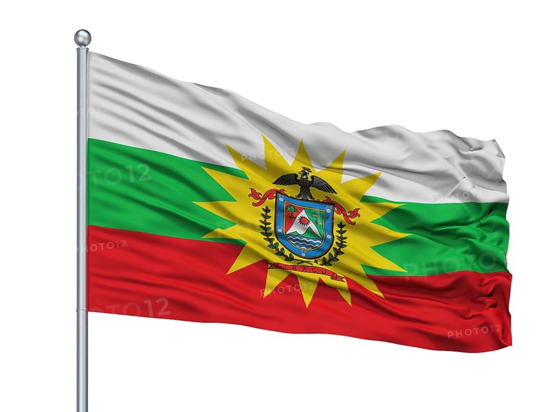 Tibacuy City Flag On Flagpole, Country Colombia, Cundinamarca Department, Isolated On White Background, 3D Rendering