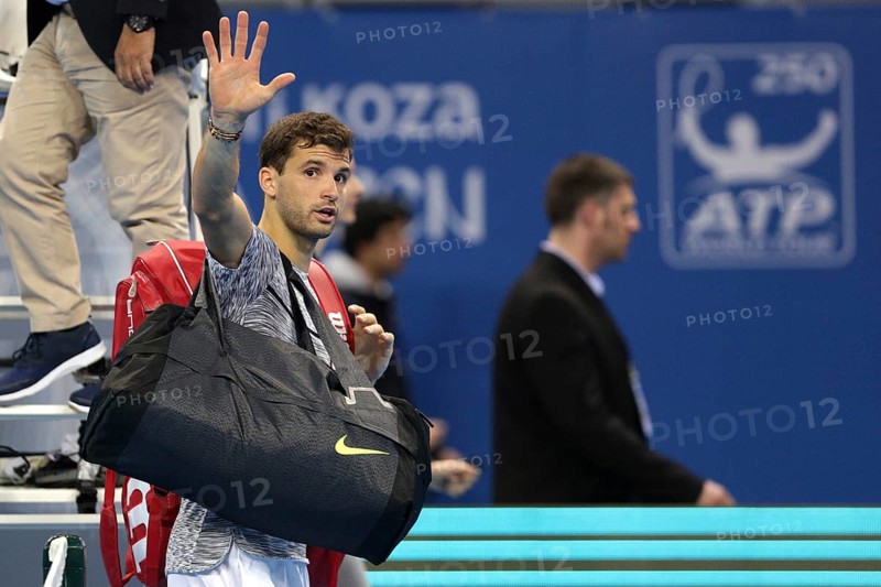 Sofia, Bulgaria - February 9, 2017: Grigor Dimitrov (pictured) from Bulgaria celebrates after winning against Jerzy Janowicz from Poland during a match from Sofia Open 2017 tennis tournament