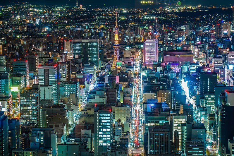 Nagoya night view (from Sky Promenade). Shooting Location: Aichi Prefecture, Nagoya City