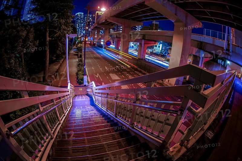 Sidewalk bridge and capital highway. Shooting Location: Yokohama-city kanagawa prefecture