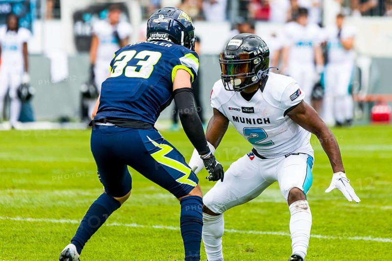 European League of Football, ELF/ Game :  Munich Ravens at  Stuttgart Surge on Aug. 13. 2023 ,in the Gazi Stadium , Stuttgart ,  Germany, Europe