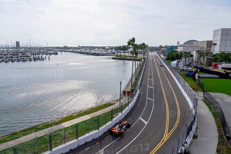 INDYCAR Series driver, PATO OWARD (5) of Monterey, Mexico, travels through the turns during a practice session for the Firestone Grand Prix of St. Petersburg at the St. Petersburg Temporary Course in St. Petersburg FL, Central America