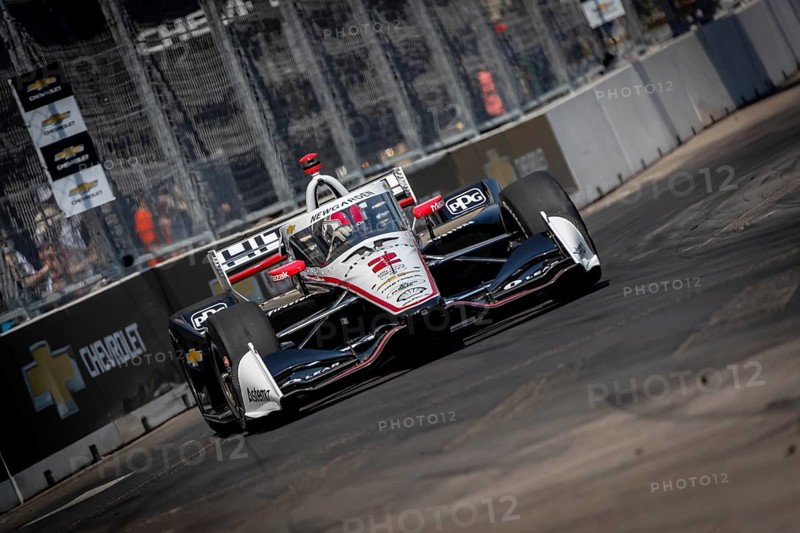 INDYCAR driver, JOSEF NEWGARDEN (2) of Nashville, Tennessee, travels through the turns in his Team Penske Chevrolet car during a practice session for the Chevrolet Detroit Grand Prix at the Streets of Downtown Detroit in Detroit, MI, USA, North America