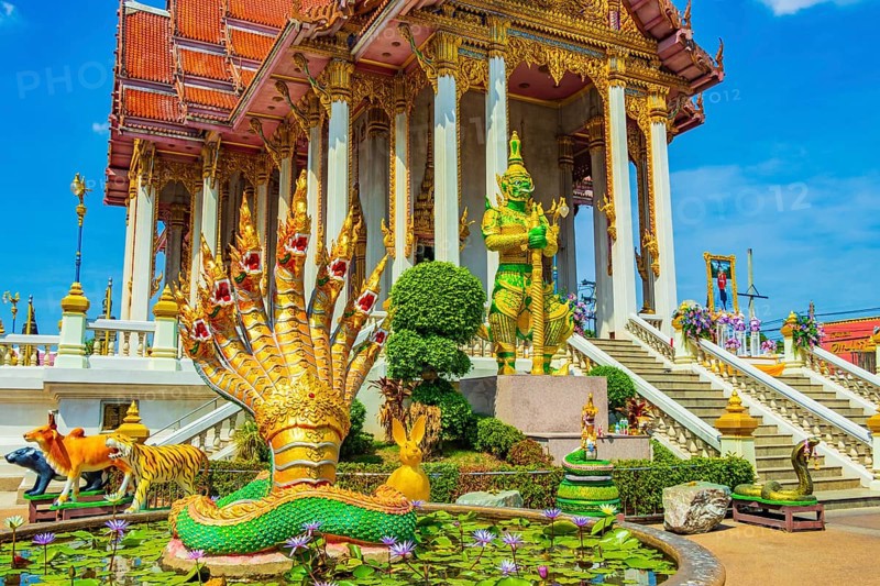 Bangkok Thailand 26. January 2020 Amazing colorful Wat Don Mueang Phra Arramluang buddhist temple in Bangkok Thailand