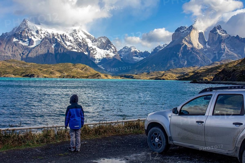 Pehoe lake in Torres del Paine chilean national park in Patagonia