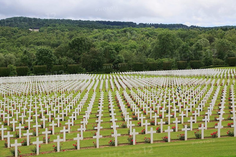 Cemetery below the Ossuary of Douaumont commemorating the Battle of Verdun, behind the Mémorial de Verdun, Meuse, France, Europe
