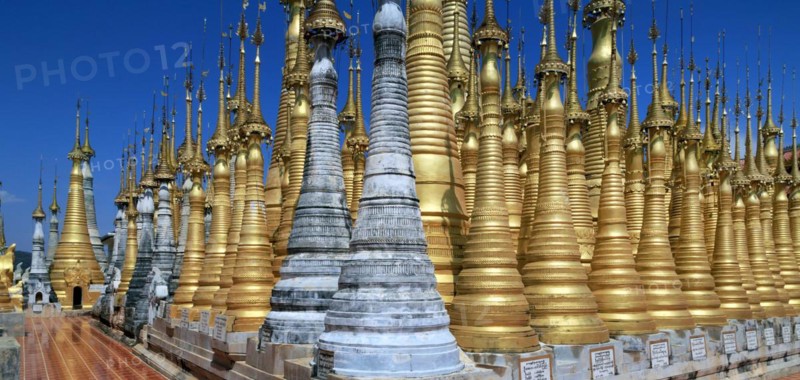 Some of the 1054 pagodas of the In-Dein Pagoda Forest on Inle Lake