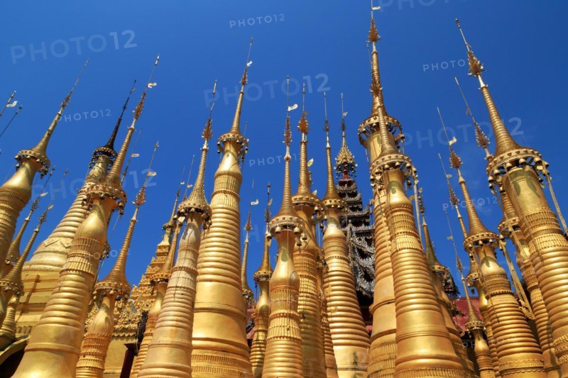 Some of the 1054 pagodas of the In-Dein Pagoda Forest on Inle Lake