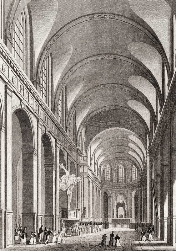 The Church of Saint-Roch, Paris, antique steel engraved print, 1831