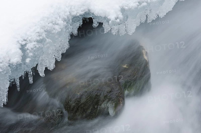 Flowing water in a stream in the Atndalen valley, Hedmark Fylke, Norway, November 2011, Europe