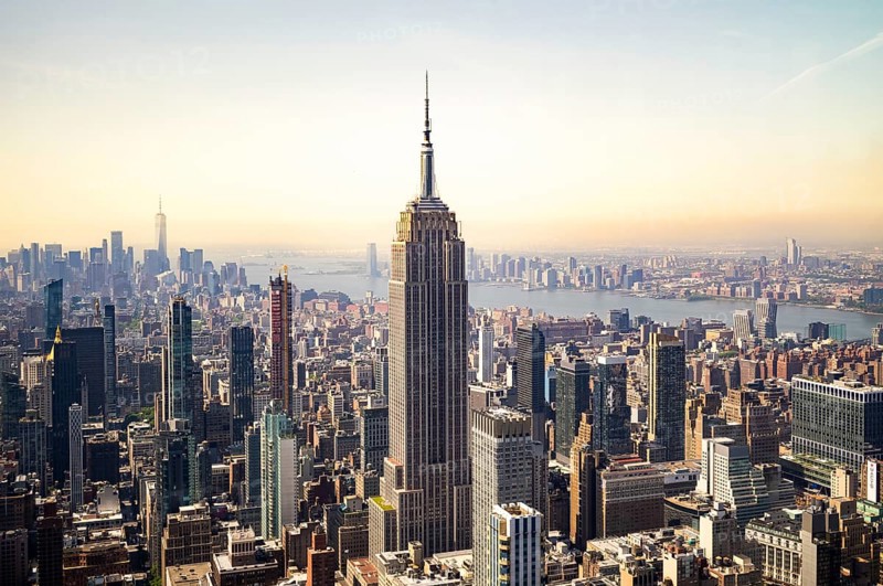 Aerial view of the Empire State Building and cityscape of New York, US