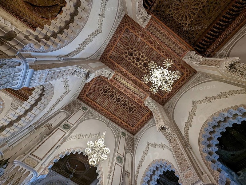 CASABLANCA, MOROCCO, APRIL 13, 2023, Interior of the famous Hassan II Mosque at the coast of Casablanca, Morocco, Africa