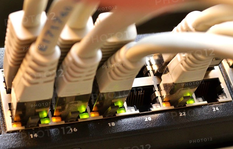 LAN router with connected network cables