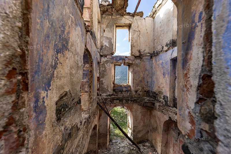 Lost place, abandoned houses and ruins in the ghost village, Gairo Vecchio, Gairo, Ogliastra, Sardinia, Italy, Europe