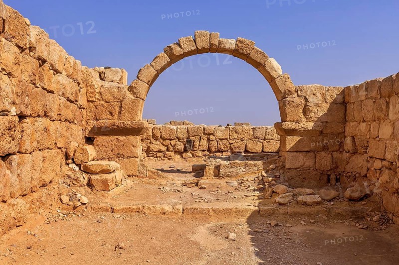 Interior of Qasr Al Hallabat desert castle in Jordan