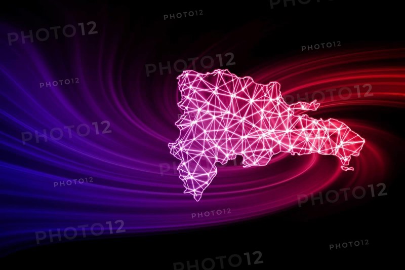 Map of Dominican Republic, Polygonal mesh line map, modern map