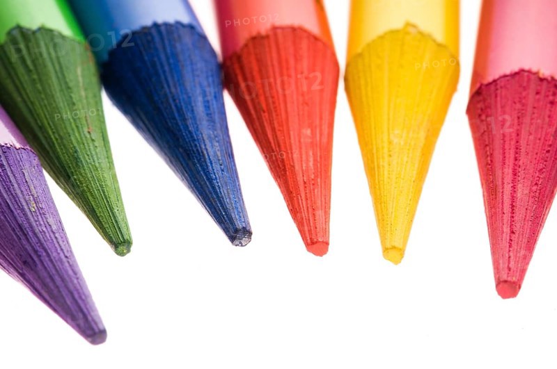 Collection of colorful pens over white background, poland