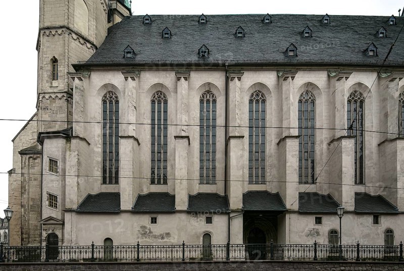 Hall S Market Church 3129 eastern part of the north side with the lower storeys of the Hausmann towers built in the 13th and 16th centuries