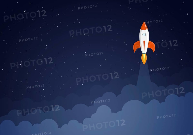 Art launch rocket with sky space. Startup concept